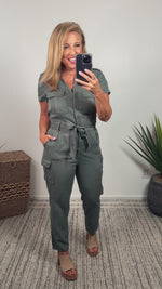 Lila Zip Up Jumpsuit : Sage