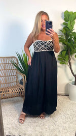 Zahara Emroidered Top Maxi Dress : Black