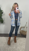 Fall Traditions Plaid Removable Hood Flannel : Light Blue