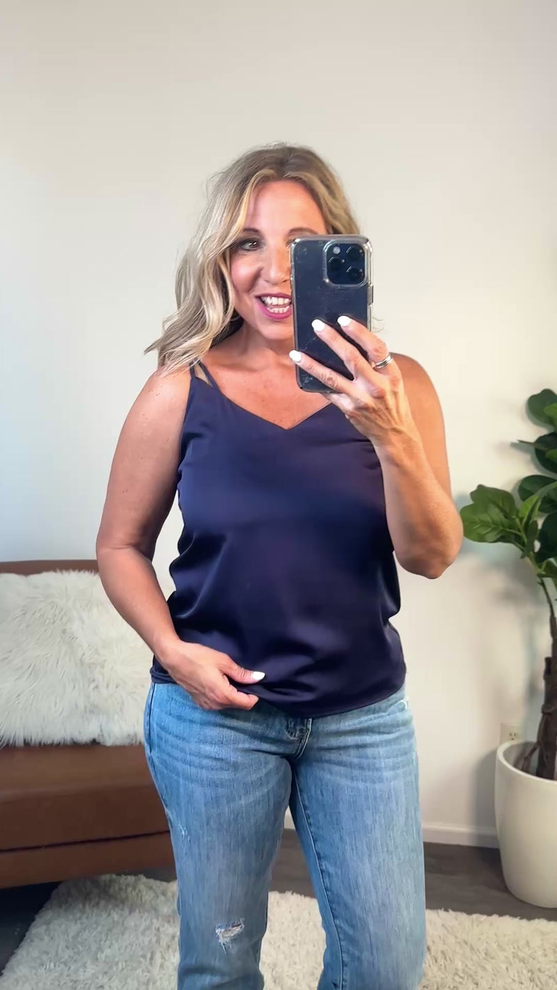 Tirzah Double Strap Cami Top : Oxford Blue