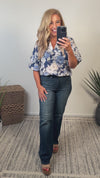 Ginny Floral print Top : Navy