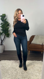 Remembering Tonight Asymmetrical Pleated Waist Top : Black
