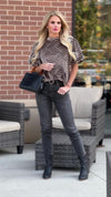 Perfectly Content Bubble Sleeve Velvet Top : Mocha