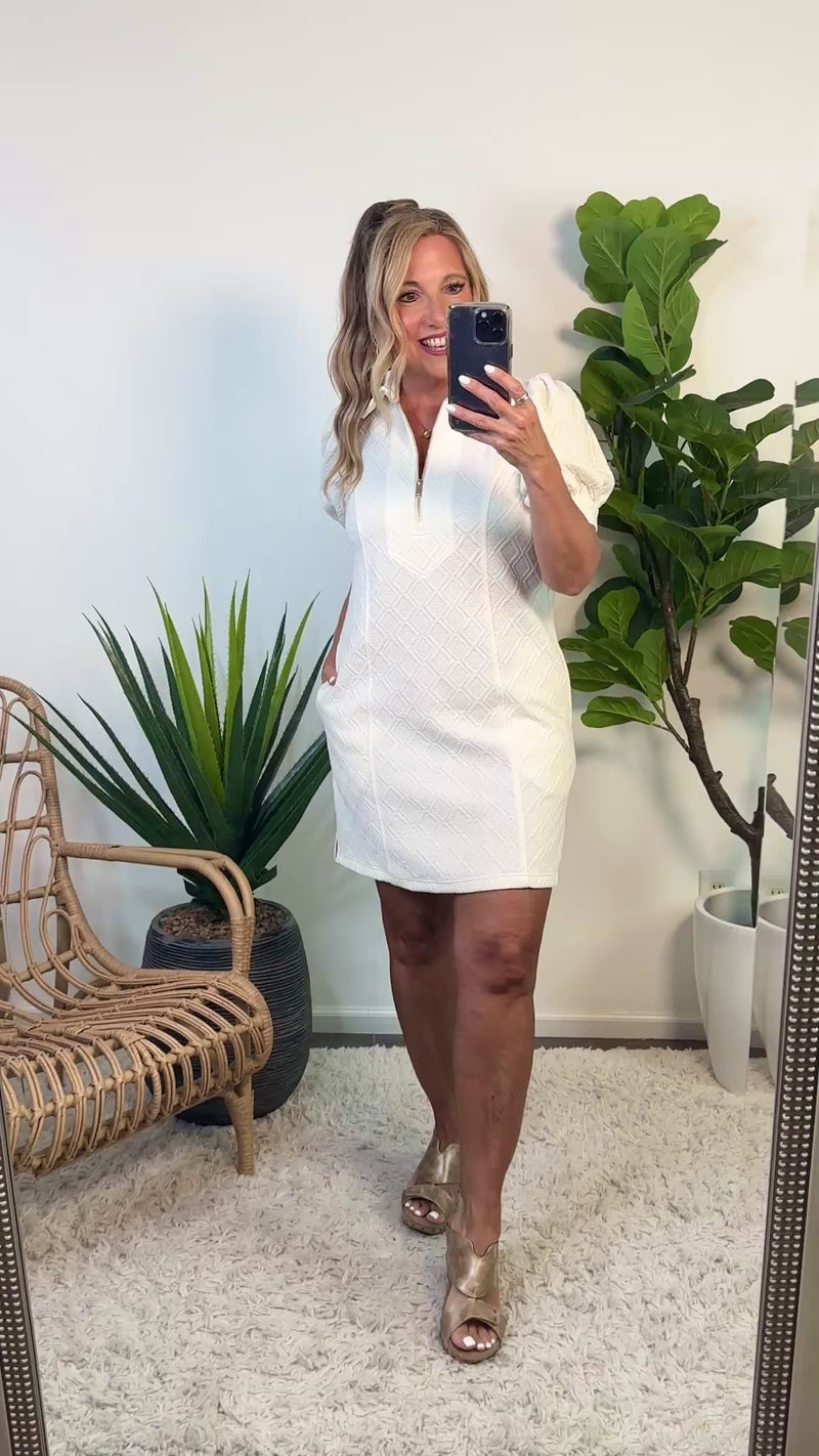 Shea Embossed Detail Midi Dress : Cream