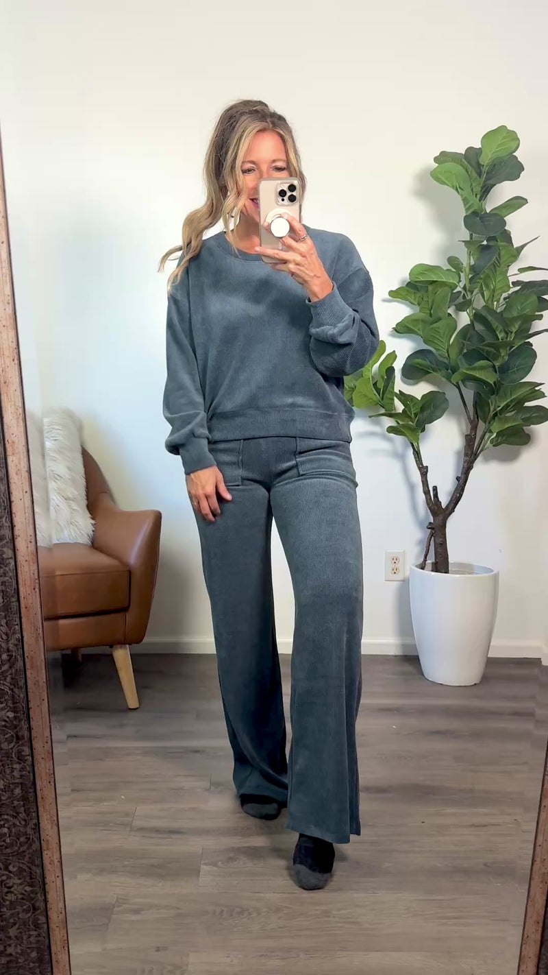 Vivianna Soft 2 Piece Long Sleeve Corduroy set : Navy