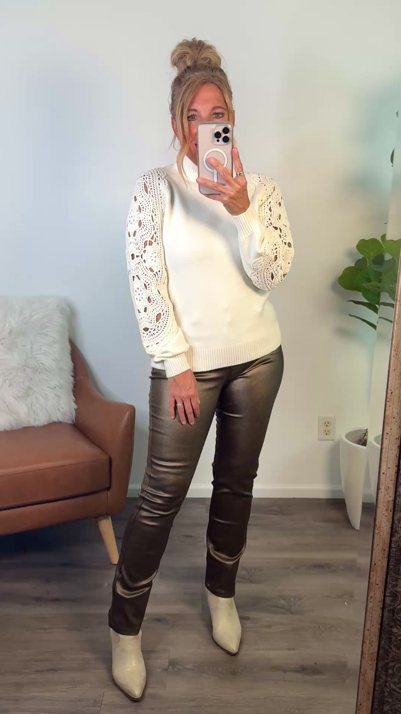 Charlie B Koemi Mock Neck Top : Cream