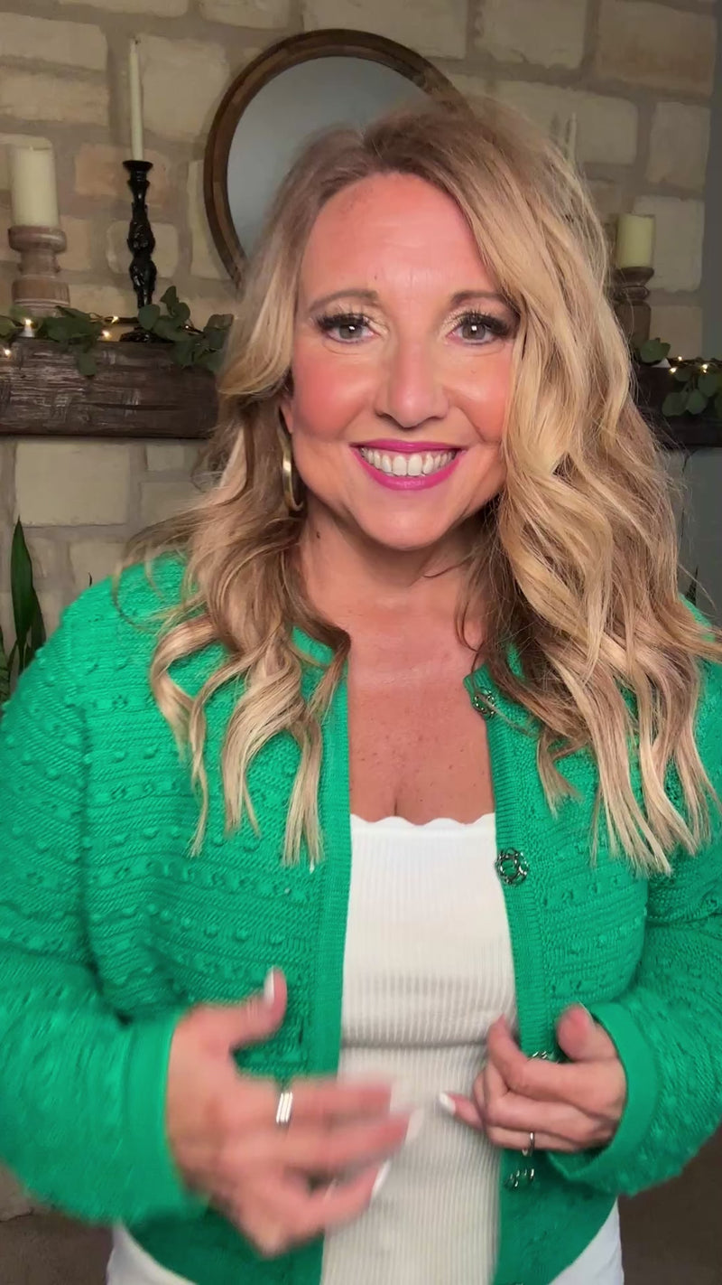 Abella Long Sleeve Cardigan w/ Pockets : Green