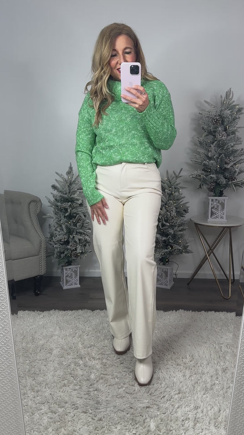 Adler Faux Leather Pant : Cream