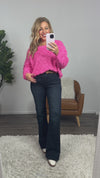 Pass The Bubbly Loose Weave Textured Sweater : Bubblegum