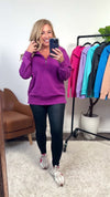 Thea Vintage Wash Long Pullover : Eggplant