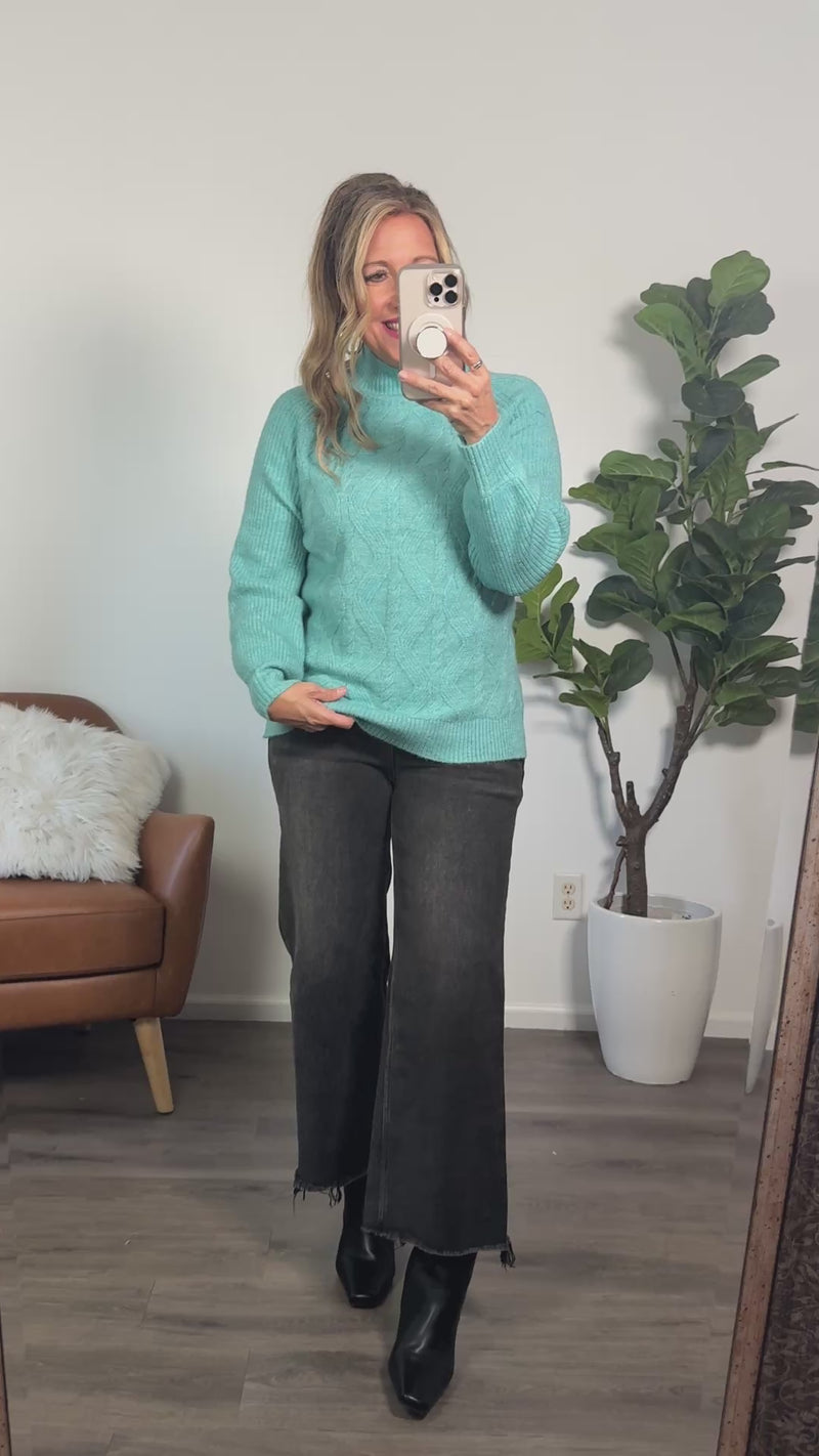 Tribal Connie Mock Neck Sweater : Blue