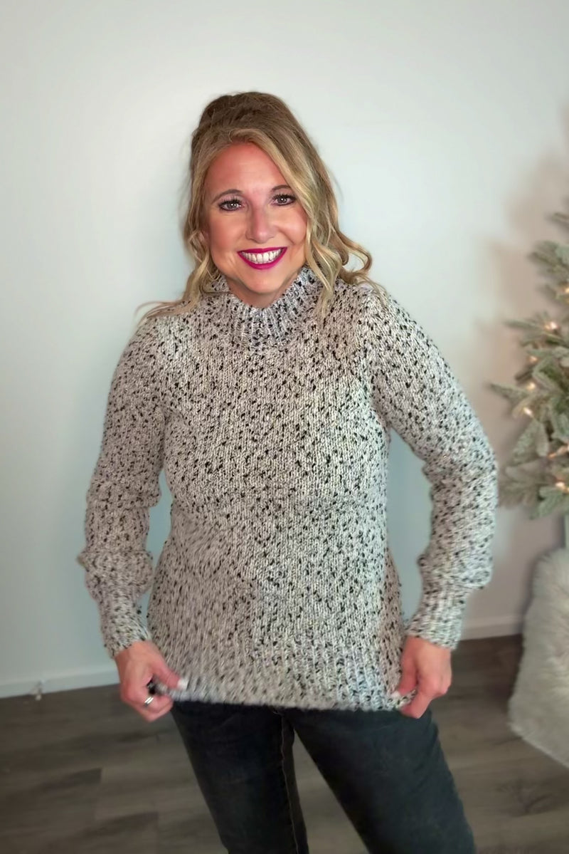 Tribal Greer Mock Neck Sweater : Grey