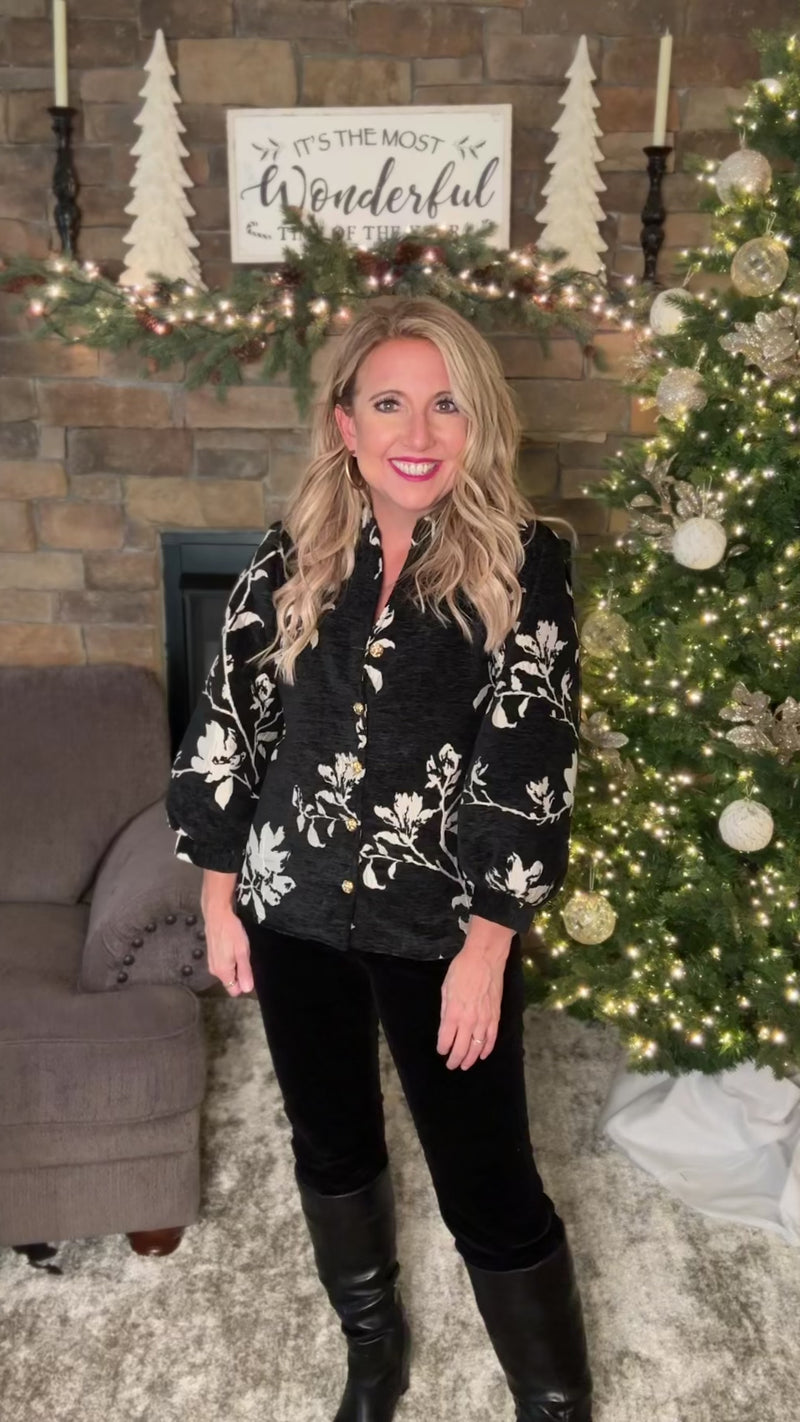 Miriam Long Sleeve Button Up Top : Black