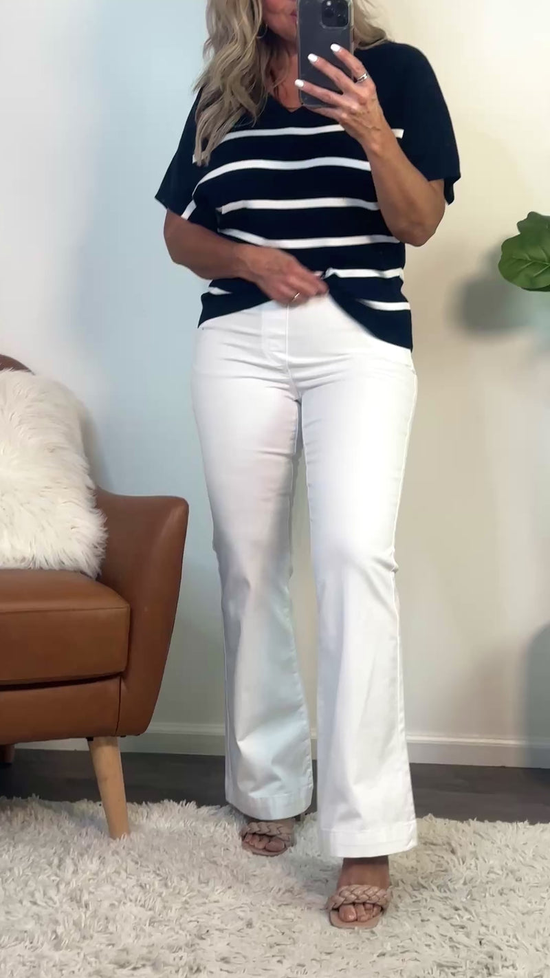 Tribal Audrey Pull on Flare Jeans : White