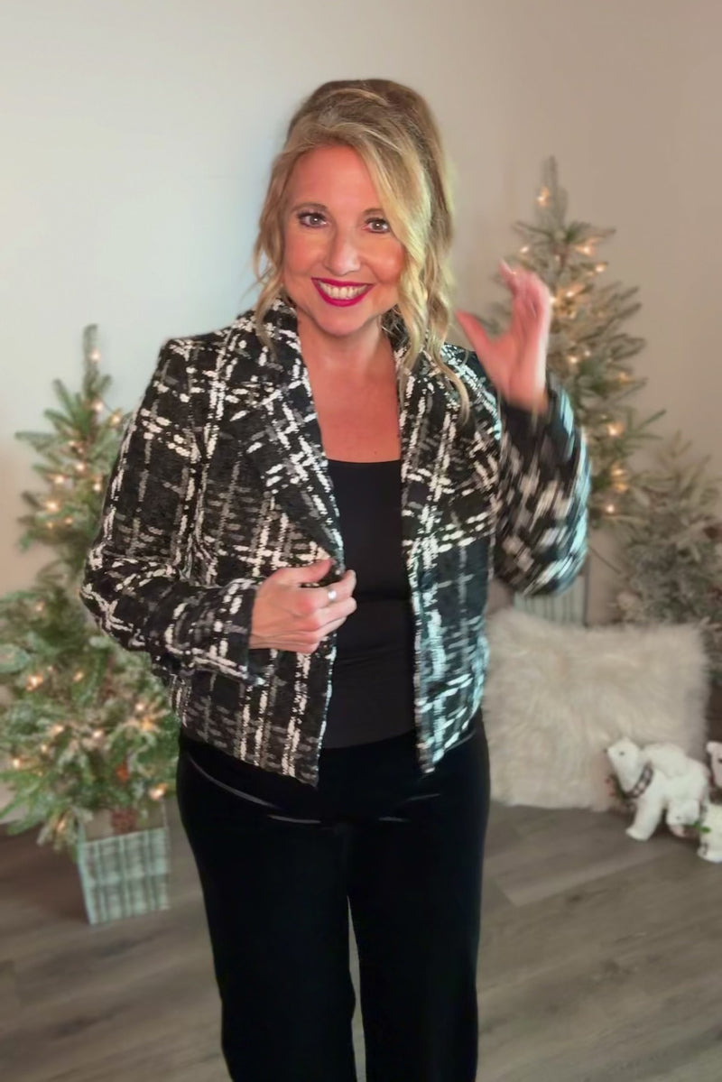 Tribal Zinnia Tweed Blazer : Black