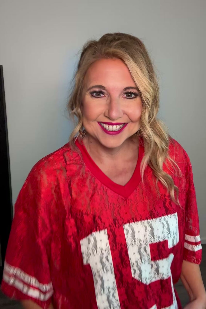 It's Game Time Lace Jersey : Red