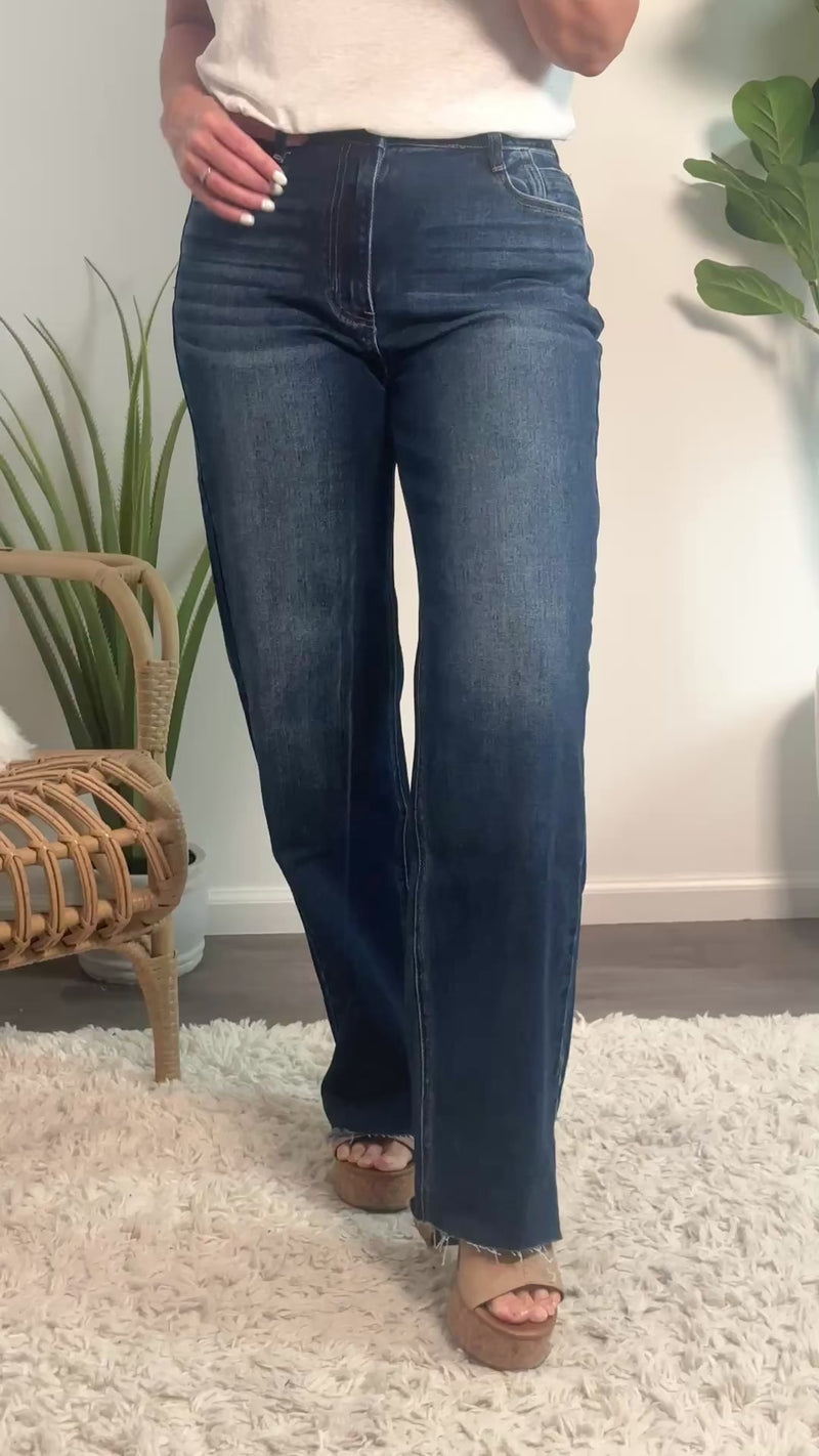 Bayeas Robyn High Rise Wide leg Jeans: Sapphire