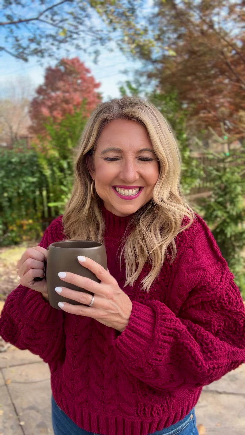 Zelia Soft Cable Knit Sweater : Cabernet