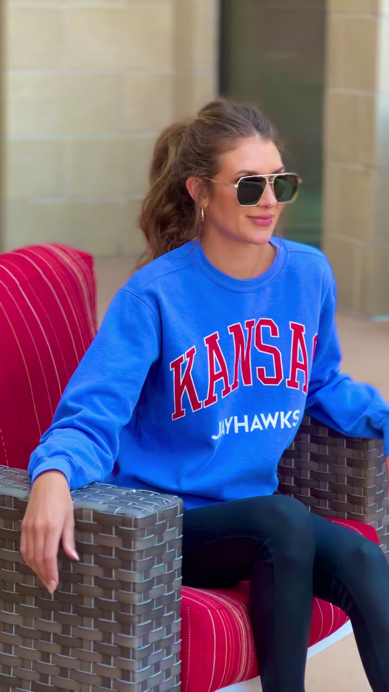 Kansas Jayhawks KU Flo Fill Sweatshirt : Blue