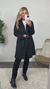 Claudia Faux Suede Belted Coat : Black