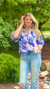 Ginny Floral print Top : Navy