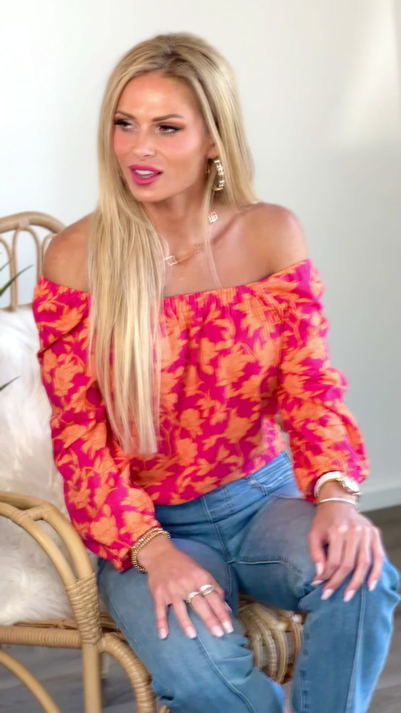 Tribal Lindsey 3/4 sleeve Top : Raspberry
