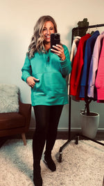 Willa Weekend Getaway Soft Long Pullover : Teal