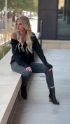 Just Your Style Double V-Neck Cardigan : Black