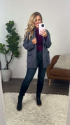 Stay Awhile Open Front Cardigan : Charcoal