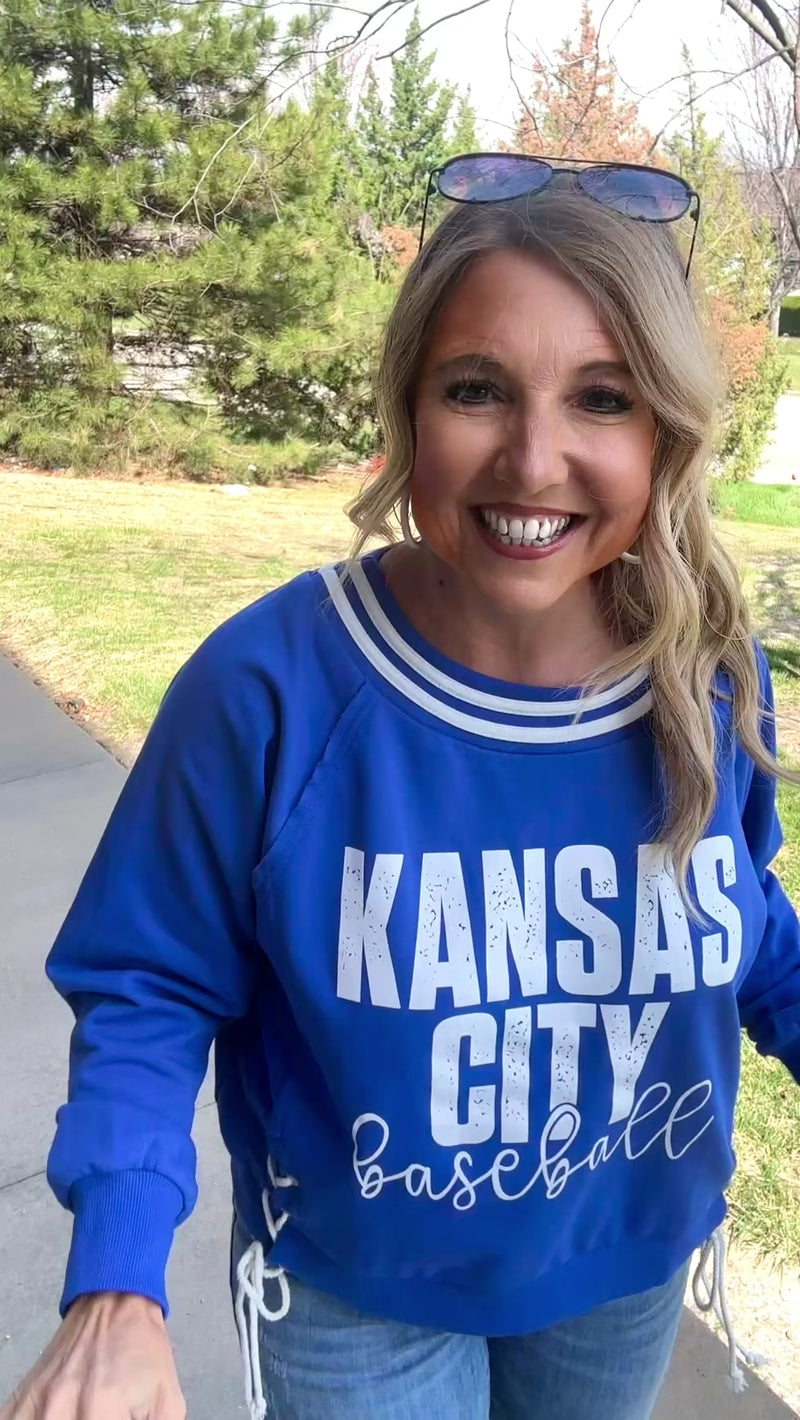 Kansas City Baseball Ties Pullover : Royal Blue