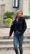 Cozy Up To You Plush Half Zip Pullover : Black