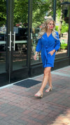 Liverpool Kerri Collarless Shirt Dress : Cobalt Blue