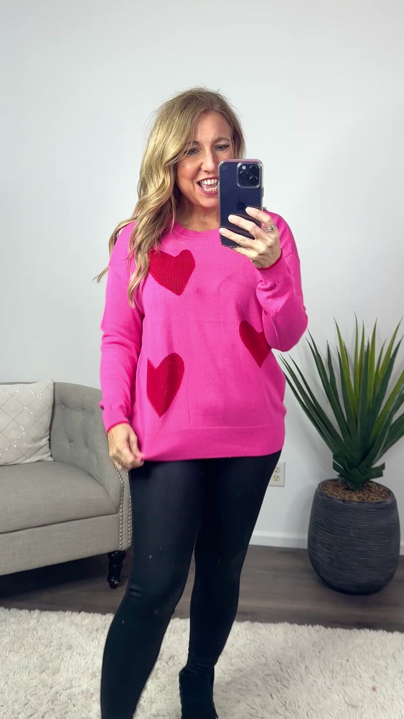 Steal My Heart Sweater : Fuchsia Rose