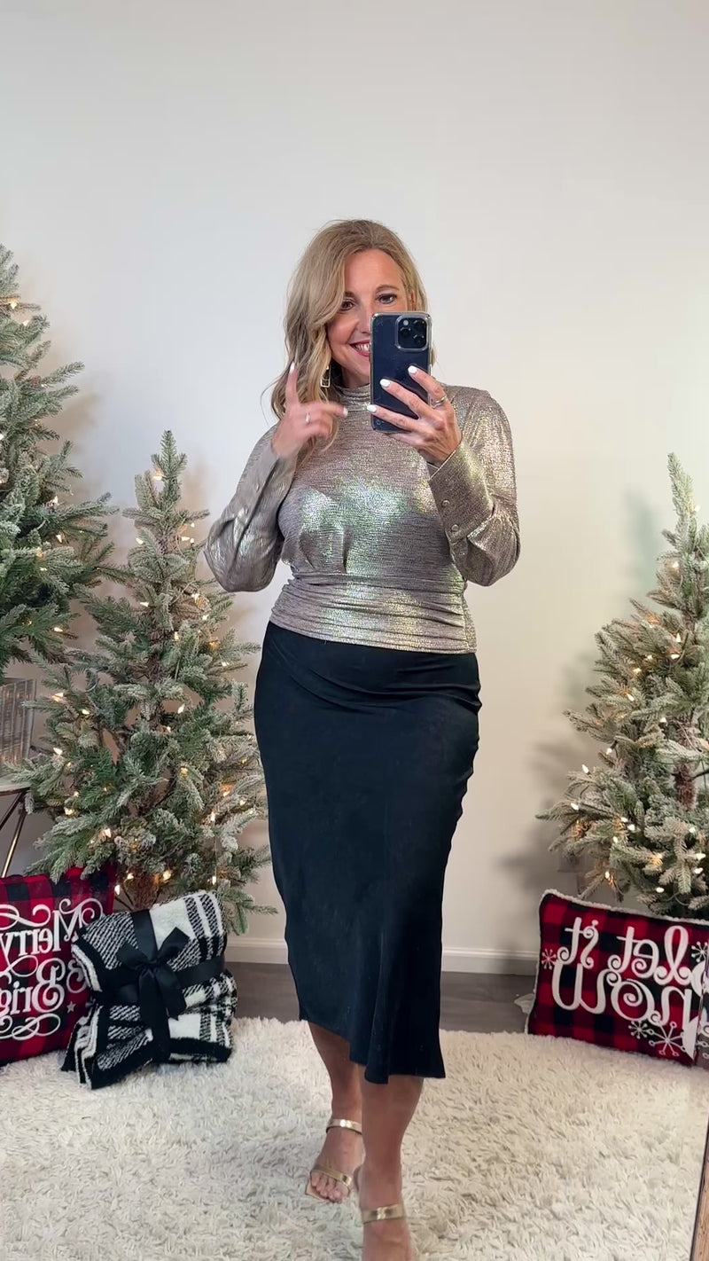 Midnight Queen Metallic Blouse : Gold