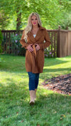 Claudia Faux Suede Belted Coat : Camel