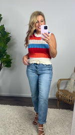 Discover You Striped Sweater Vest : Red/Orange/Blue