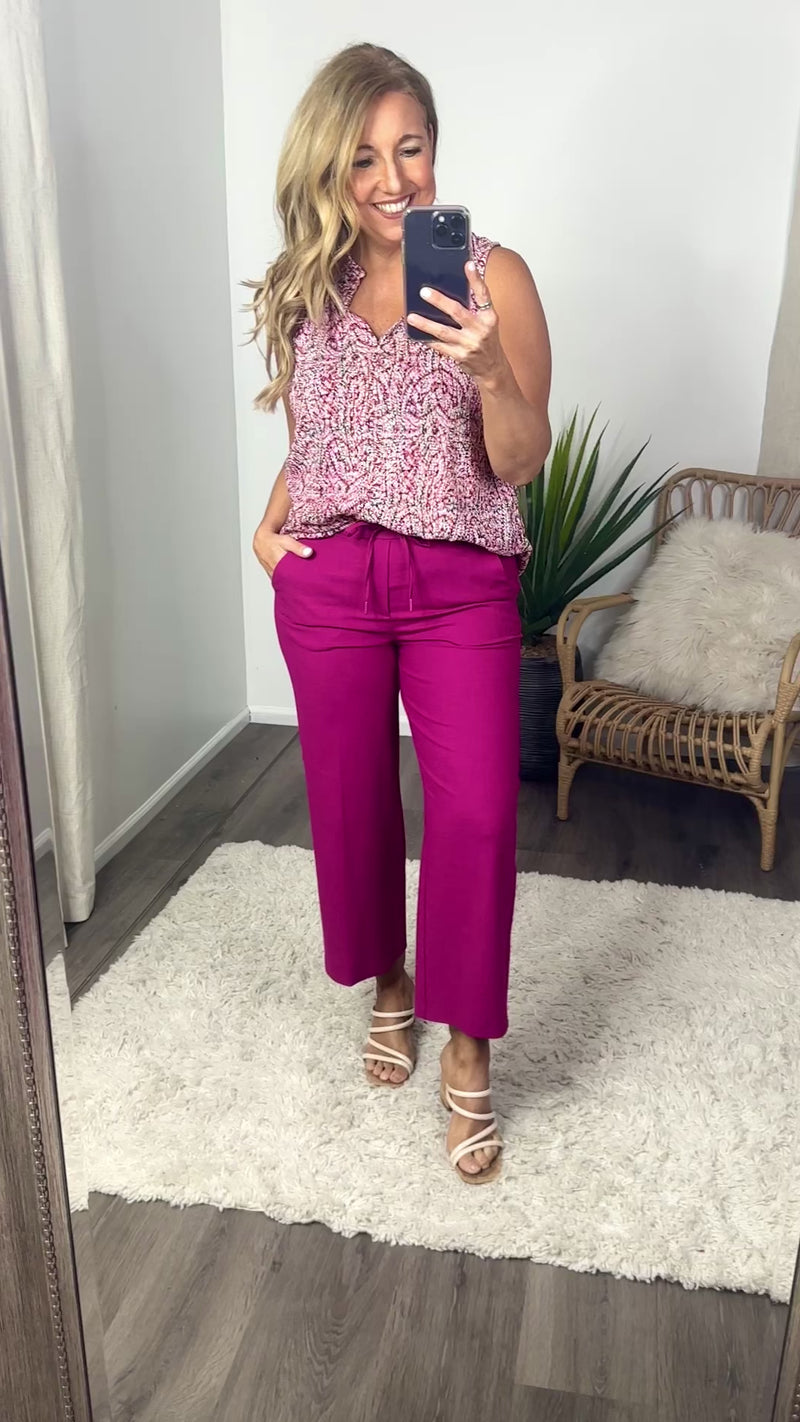 Liverpool Tara Wide Leg Pull On Pant : Fuchsia