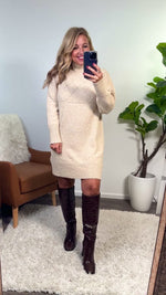 Tribal Hailey Mock Neck Sweater Dress : Oatmeal