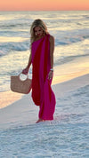 Cambri Single Shoulder Printed Dress : Fuschia/Red