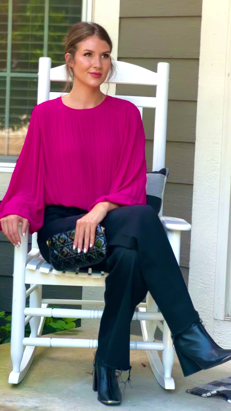 Janette Textured Blouse : Magenta