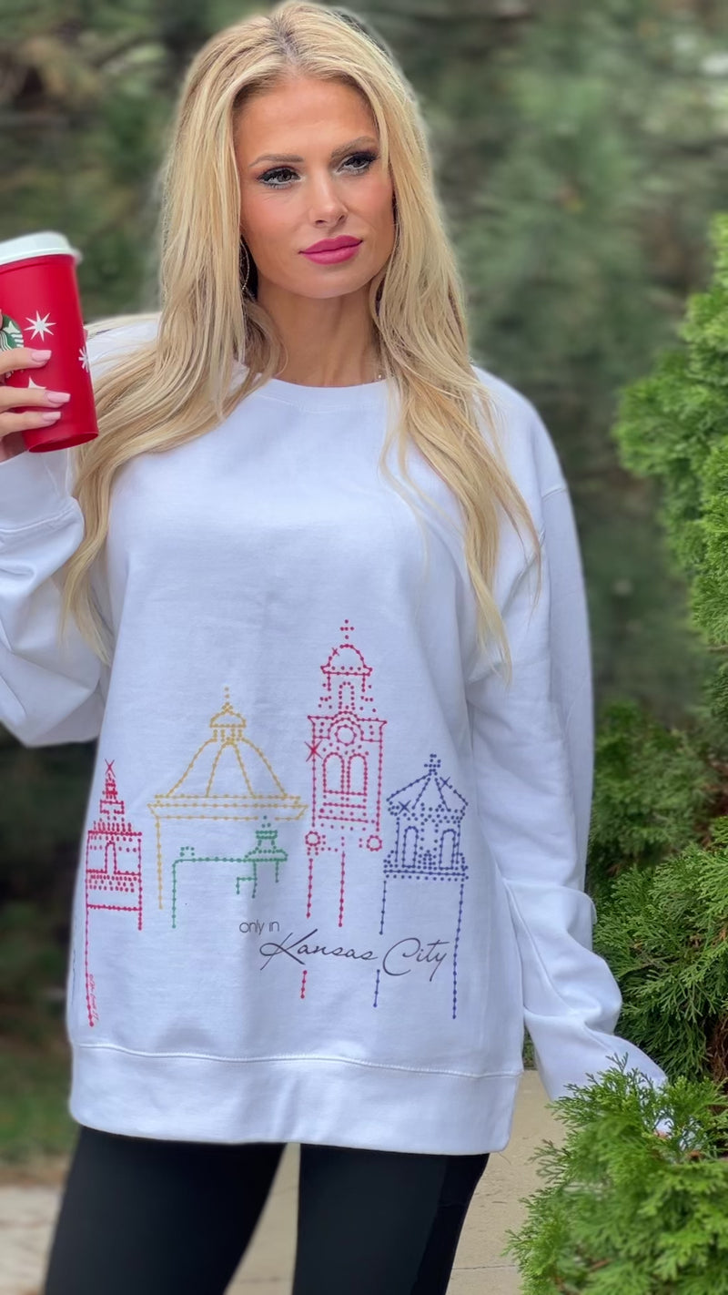 Plaza Lights Sweatshirt : White/Multi