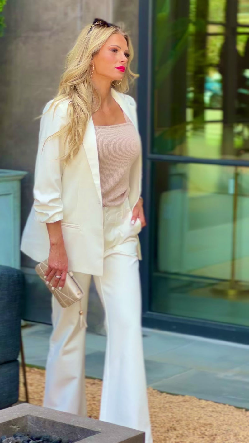 Jocelyn Folded Sleeves Blazer Jacket : Off White