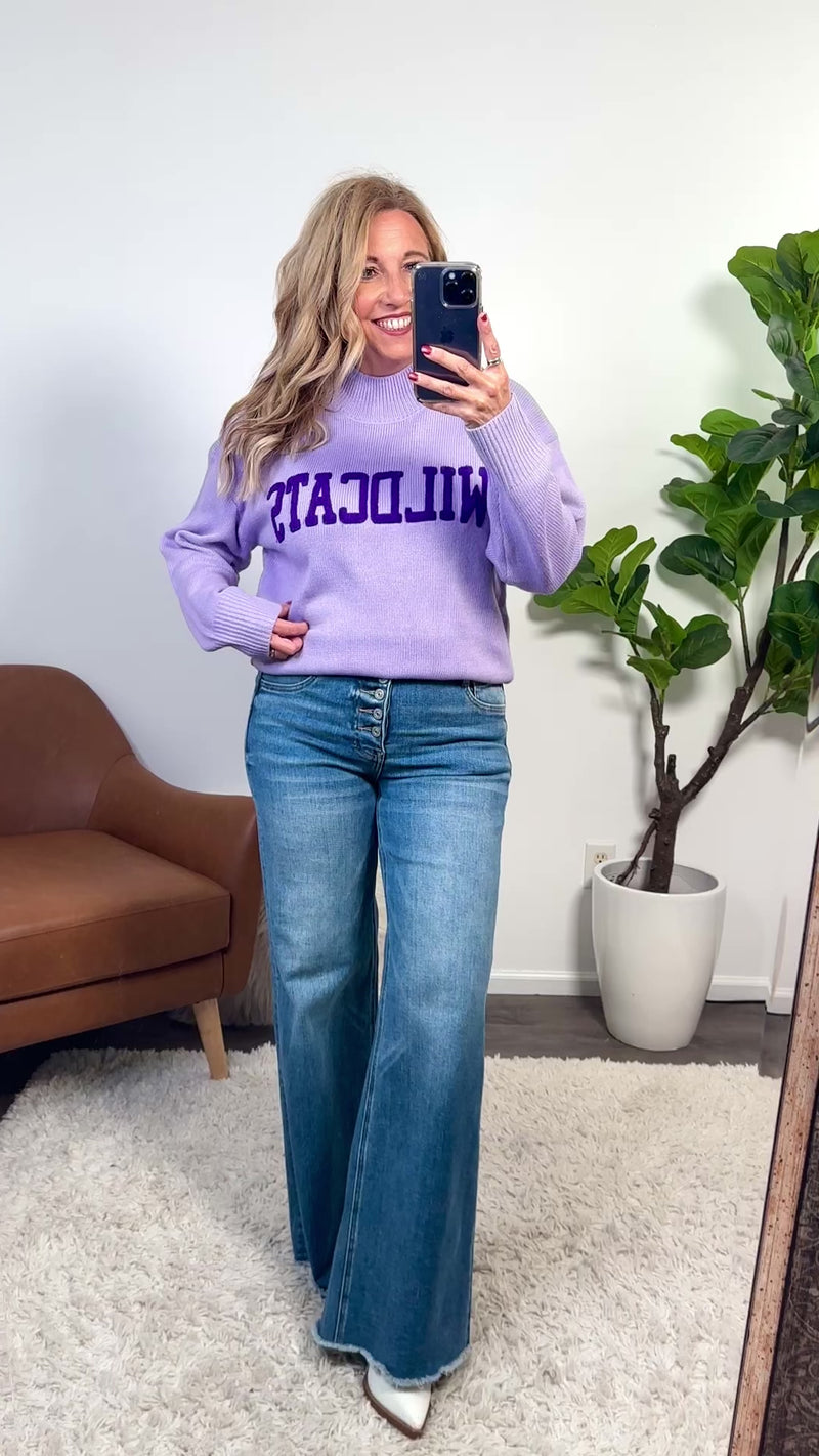 K-State Wildcats Varsity Sweater : Lavender