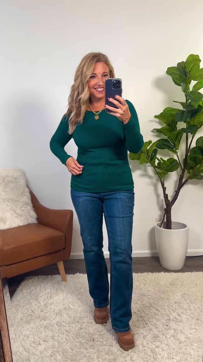 Liverpool Eden Boat Neck Top : Forest Green