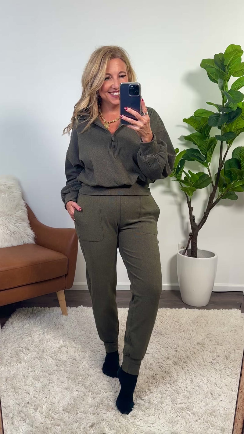 Navaeh Rib Brushed Jogger Pant : Olive