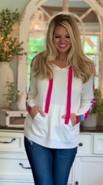 Have Some Fun Color Block Hoodie Pullover : Ivory/Multi