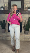 Dottie Embroidered Top : Hot Pink