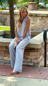 Benal 2 piece linen blend outfit : Cool Sage Grey