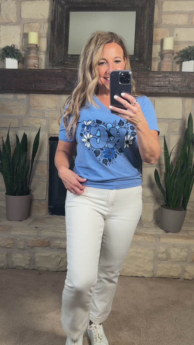 KC Retro Floral Soft Tee : Blue