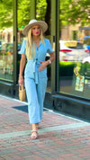 Juliet Zipper Front Jumpsuit : Light Denim